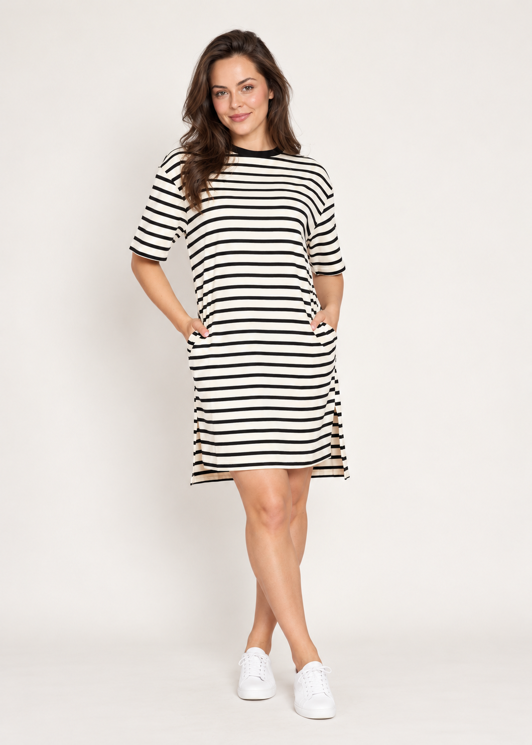 Beth Dress- Black Stripe