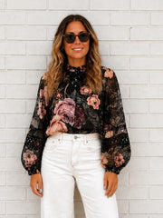 Bloom Shirt- Black Floral