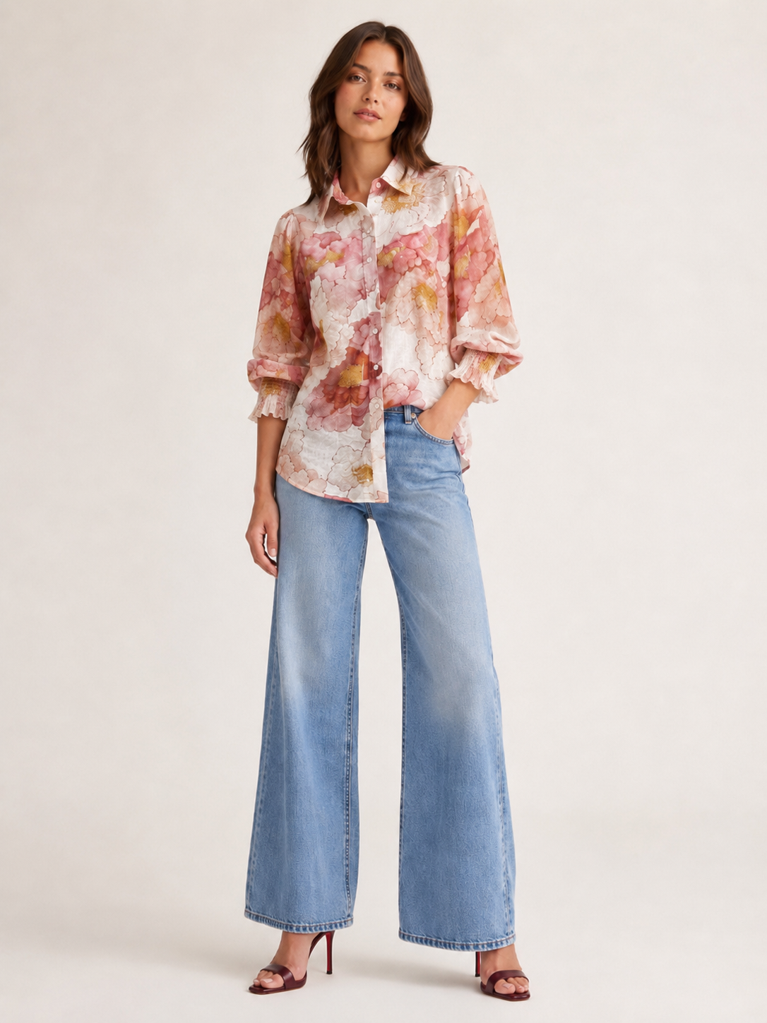 Liliana Shirt- Burnt Plum Floral