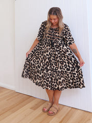 Sierra Dress - Beige Leopard