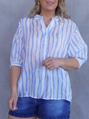 Mimi Blouse - Light Blue Wave