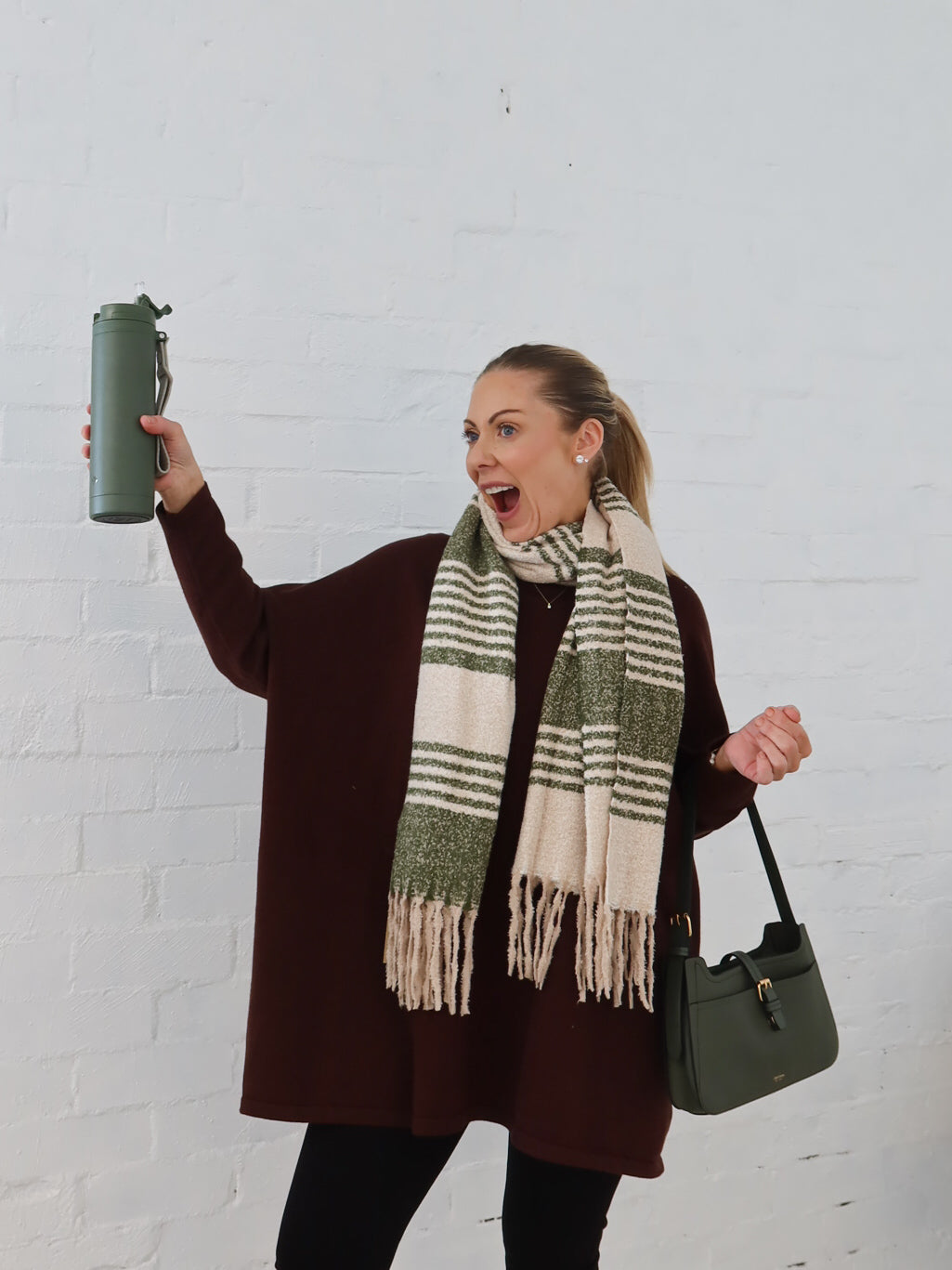 Olivia Scarf- Sage Stripe