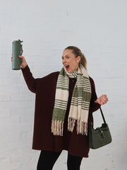 Olivia Scarf- Sage Stripe
