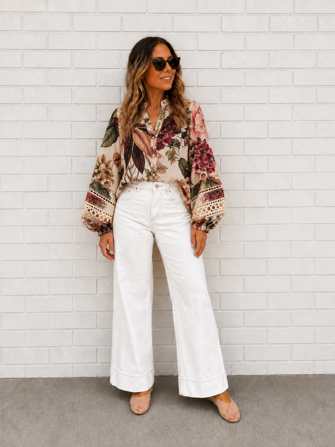 Bloom Shirt- Beige Floral