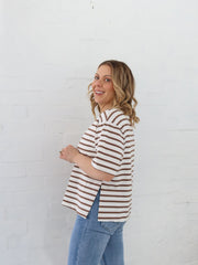 Sally Top- Mocha Stripe