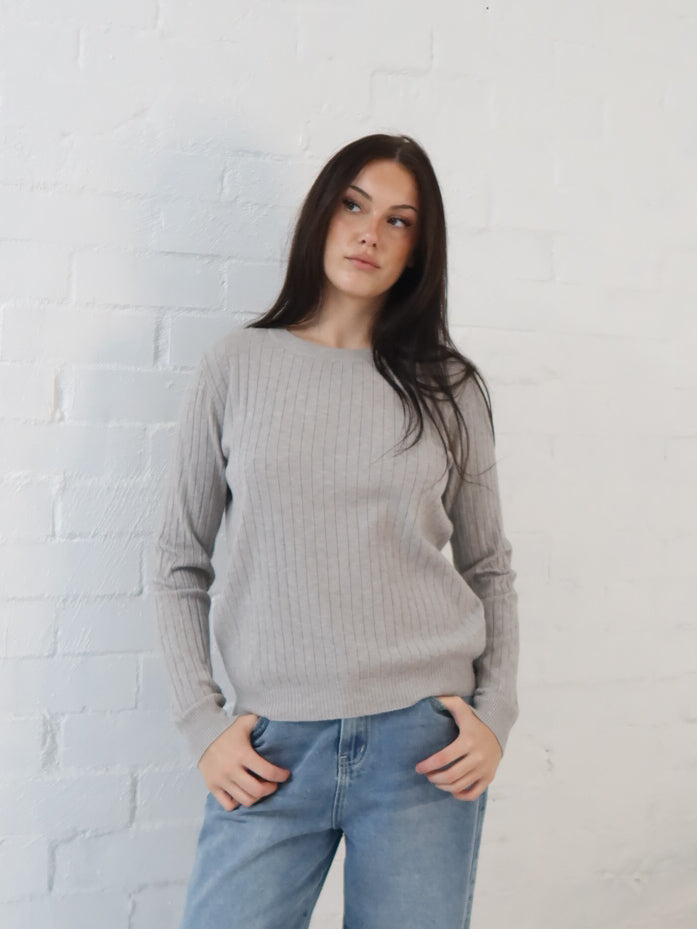 Adison Knit Top- Grey