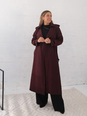Farrah Trench Coat- Burgundy