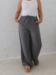 Andie Linen Pants - Grey