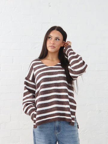Taryn Knit - Chocolate/White