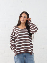 Taryn Knit - Chocolate/White