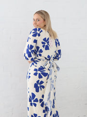 Lucy Wrap Top- Blue/Vanilla