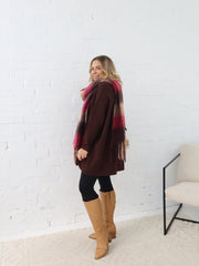 Neve Scarf - Chocolate/Pink Stripe