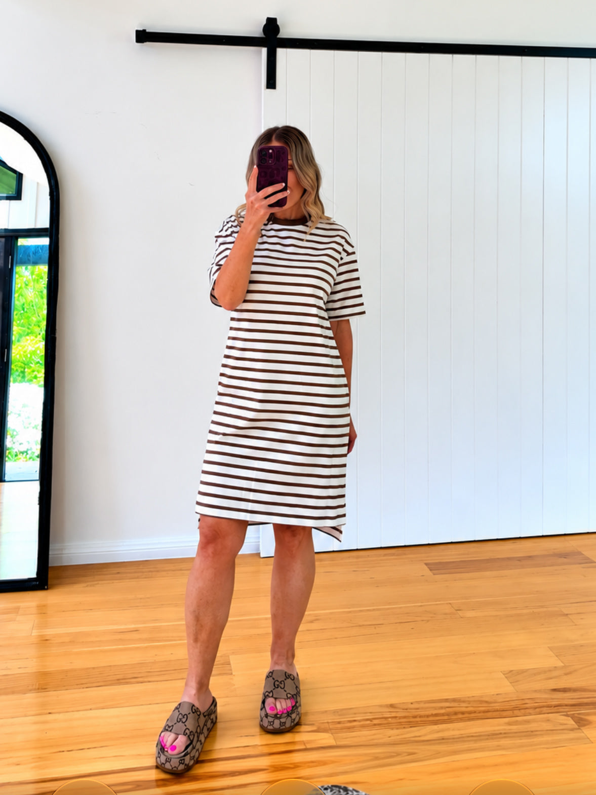 Beth Dress- Mocha Stripe