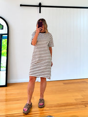 Beth Dress- Mocha Stripe