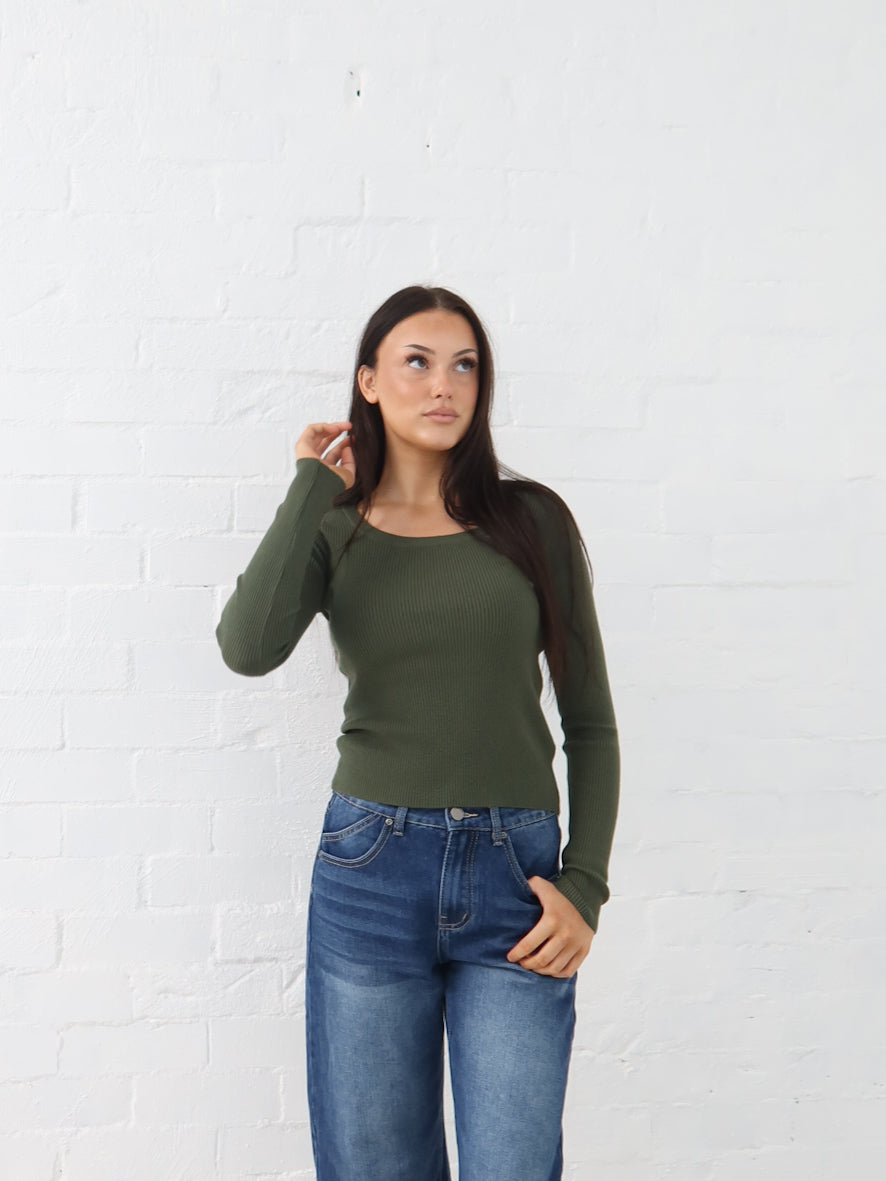 Selma Knit Top - Moss Green