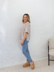 Sally Top- Mocha Stripe