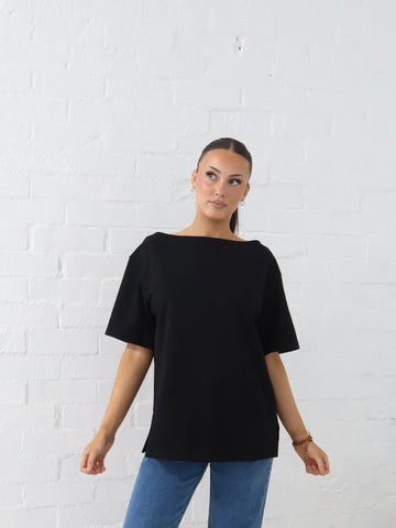 Myra Off Shoulder Tee- Black