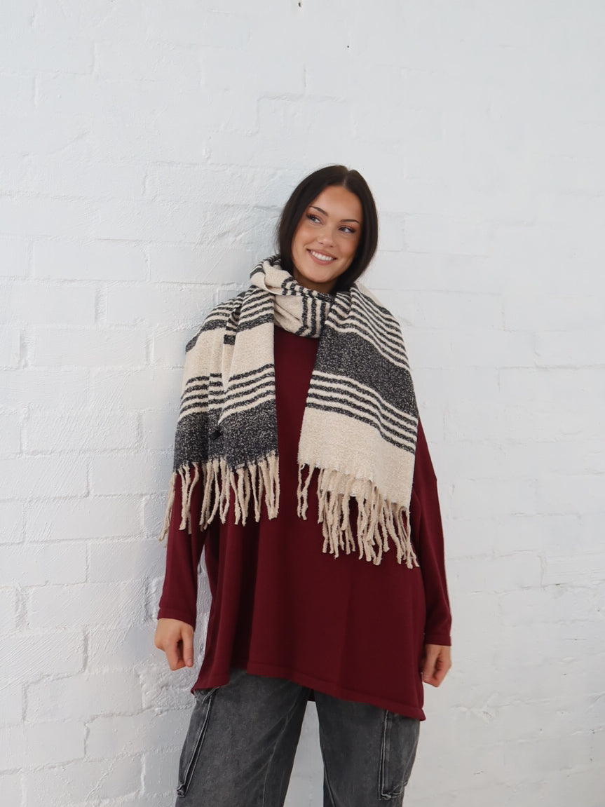 Olivia Scarf- Black Stripe