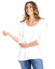 Milan 3/4 Sleeve Top - White