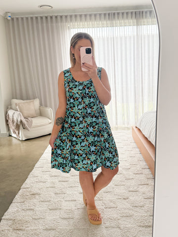 Coraline Dress- Blue Flower