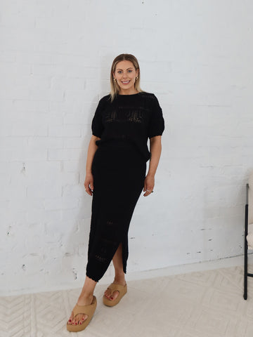 Radiance Crochet Skirt - Black