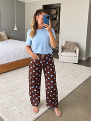 Polka Dot Barrel Jeans- Chocolate/Blue