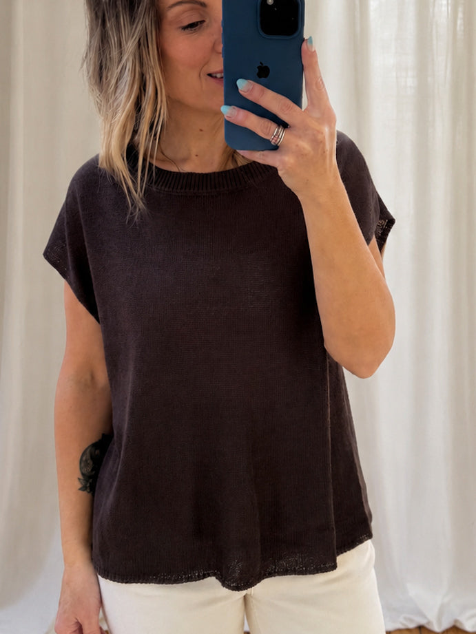 Mariah Knit Top - Chocolate