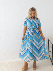 Alaia Dress- Multi Blue