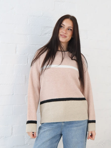 Sally Knit- Pink/Beige
