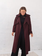 Farrah Trench Coat- Burgundy