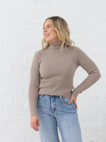 Angelique Turtleneck Knit- Mushroom