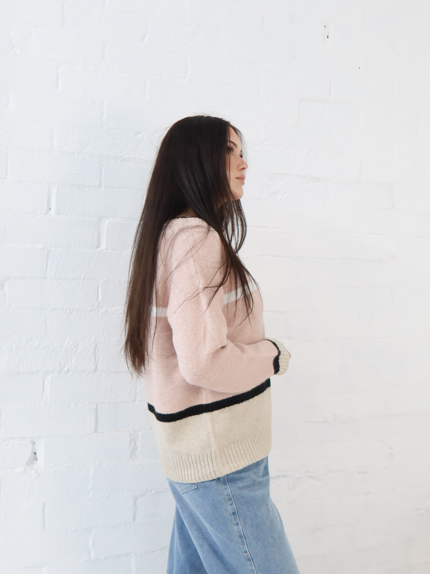 Sally Knit- Pink/Beige