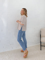 Sally Top- Mocha Stripe