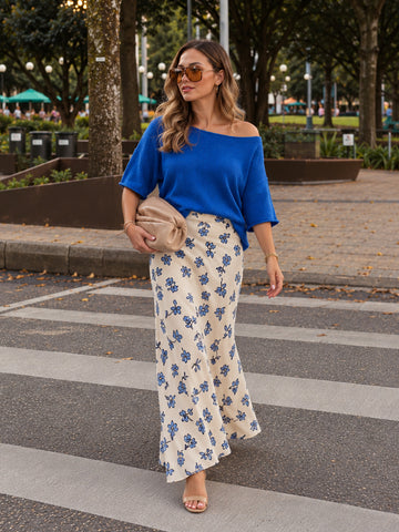 Lydia Skirt- Vanilla/Blue