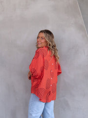 Mimi Blouse - Burnt Coral Swirl