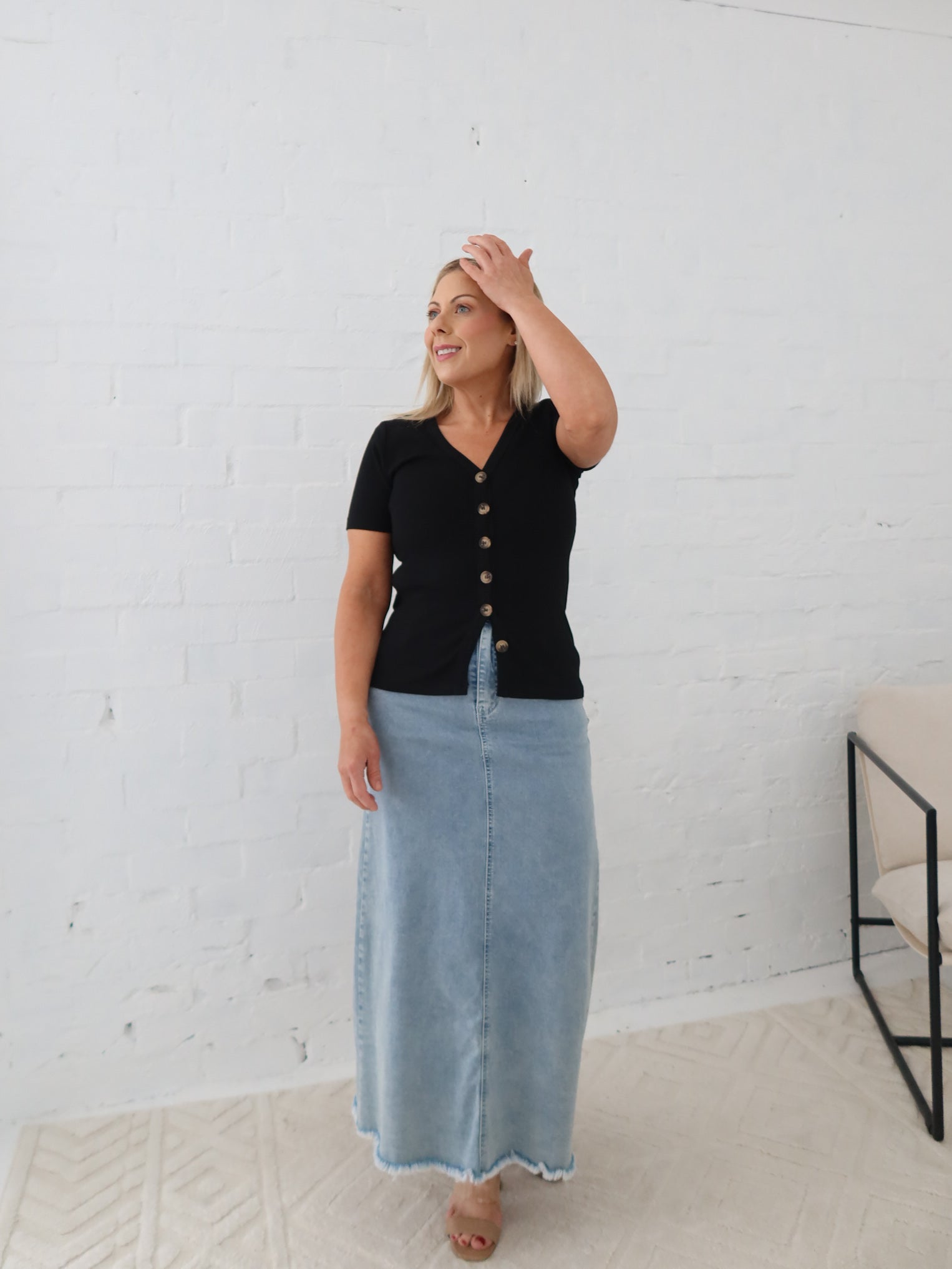 Asher Denim Maxi Skirt - Blue