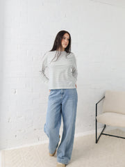 Taylah Long Sleeve Tee- Black and White