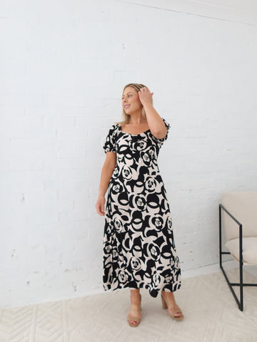 Estella Dress - Black/Beige