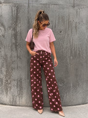 Polka Dot Barrel Jeans- Chocolate/Pink