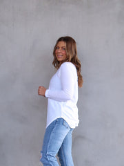 Megan Long Sleeve Top - White