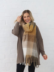 Neve Scarf - Tan/Mustard Check
