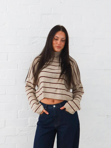 Fran Knit - Beige Stripe