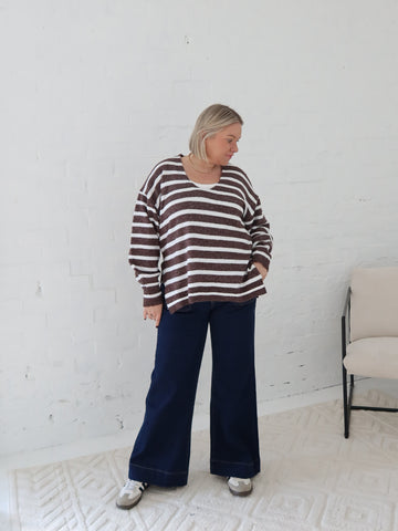 Taryn Knit - Chocolate/White