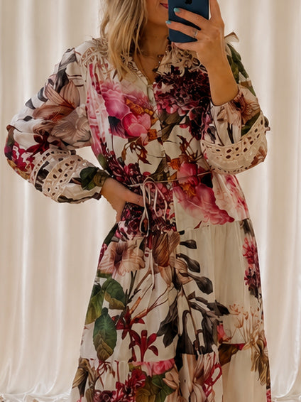 Bloom Dress- Beige Floral
