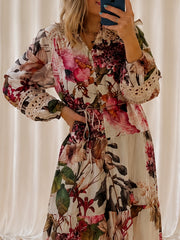 Bloom Dress- Beige Floral