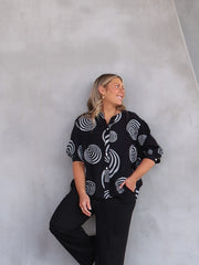 Mimi Blouse - Black Swirl