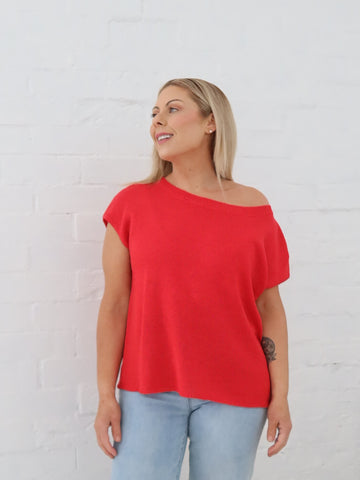 Mariah Knit Top - Red