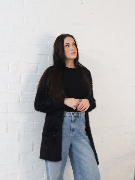 Flossy Cardigan- Black