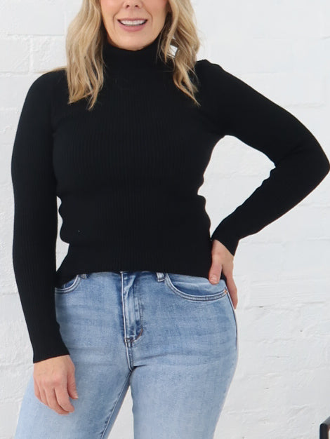 Angelique Turtleneck Knit- Black