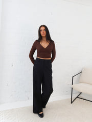 Aisha Wrap Top- Chocolate